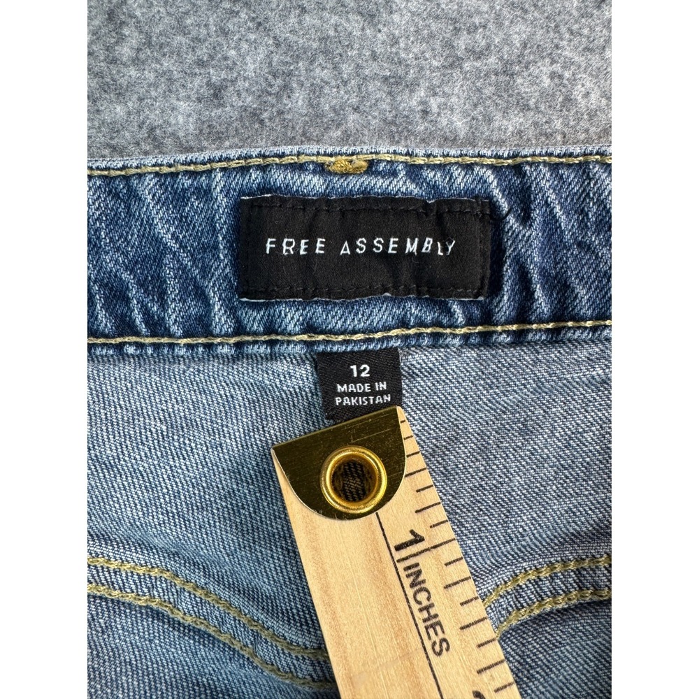 Lot Of 2 Free Assembly Jeans Womens 12 Blue Denim Preppy High Rise Straight Leg - Picture 7 of 8